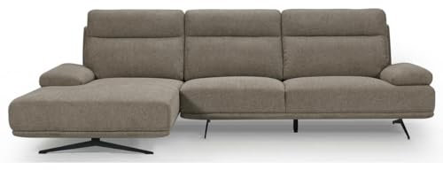 Furnhouse Seattle L-Form Ecksofa Rechts Braun Beige – 4-Sitzer Ecksofa mit Ottomane, Skandinavisches Design, Hochwertige Federkernpolsterung, Oeko-TEX®-zertifizierter Stoffbezug, Moderne Metallfüß