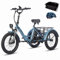 Fafrees F20 Mate E Bike Tricycle, 20 * 3.0 Inch Folding Electric Tricycle for Adults, 48V/18.2Ah Removable Battery, Rear Rack, Electric Cargo Trike or Senior, 25KM/H, Range 55KM-110KM (Blue)