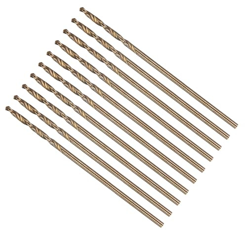 METALLIXITY Micro Drill Bit #59 10Pcs 4341 HSS Small Bits 118° Gold Finish | Straight Shank for Copper Aluminum Wood Plastic Medium Hard Metal