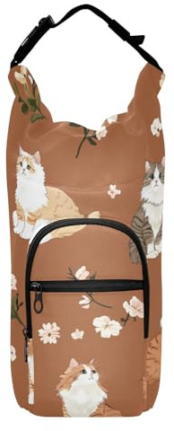FRODOTGV Porte-bouteille d'eau en terre cuite en forme de chat mignon pour promener une bouteille d'eau élégante avec manchon isotherme pour bouteilles de 50/61/81/1,2 l