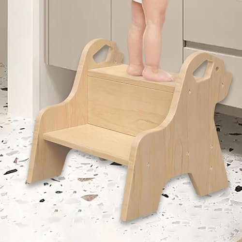 Tritthocker für Kinder mit 2 Stufen, Kindertreppchen Schemel Kinderhocker mit Griffen und Anti-Rutsch-Pads, Toiletten-Tritthocker Kinder für Badezimmer Küche Kinderzimmer