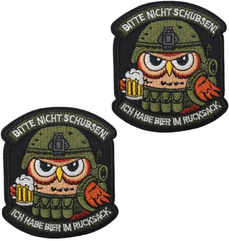 2 Stück Bitte Nicht Schubsen-Ich Habe Bier Im Rucksack Patches Funny Taktische Stickerei Abzeichen Bestickt Emblem Hook and Loop Patches für Taschen Hosen Rucksack Kleidung Jacken Hemden Mützen