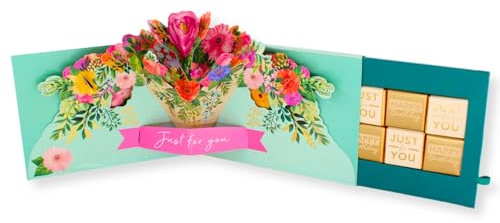 Second Nature - Floral Pop Up Birthday Card With Chocolate Treat Tray Surprise Card & Gift - Paper Celebrations Treat Tray - 3D Design, Heartfelt Message, Eco-Friendly, Perfect For Women