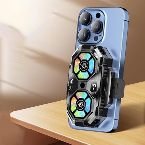 Halbleiter Kühlung Handy Heizkörper Ausgestattet mit Dual Lüftern und Digitalanzeige für Echtzeitüberwachung während Gaming und Live Streaming (Schwarz)