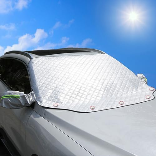 NOYVYDS Sonnenschutz Auto Frontscheibe 147x116 cm – Magnetische Windschutzscheibenabdeckung, Frontscheibenabdeckung Auto, Autoabdeckung Sommer mit Sonnenschutz, UV-Schutz & Hitzeschutz