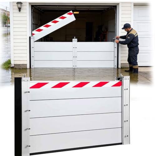 Aluminio Barrera Contra Inundaciones 18.0x5.2ft/550x160cm anti inundaciones, Barrera Anti Inundaciones Puerta Garaje, Barreras de Defensa Contra Inundaciones, Sistema de ProteccióN Cont