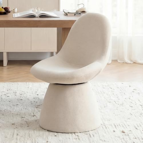 DAYALANE Esszimmerstühle Drehbar, Küchenstühle aus Chenille Polsterstuhl ohne Armlehnen Retro Dining Chair für Esszimmer/Küche/Dining/Lounge Wohnzimmer, Weiß