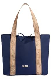 Alviero Martini 1A Classe Einkaufstasche, wendbar, Geo-Weltkarten-Druck, 40 x 30 x 13 cm, Polyester, sportlicher Stil