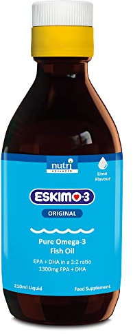 Eskimo-3 Fish Oil Liquid by Metagenics - Source of Omega-3 and Essential Fatty Acids EPA & DHA - Lime, 210ml