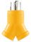 Camco Strapazierfähiger PowerGrip 4-Zinken-Generator-Adapter – ermöglicht eine einfache und sichere Verteilung von Strom von 30 A Steckerbuchse in Zwei 15 A Buchsen (55438), gelb