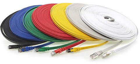 1aTTack.de Cat.7 cavo di rete piatto 10GB/s Slim Flat Cavi RJ45 Patch cavi di installazione nastro - compatibile CAT5 CAT6 CAT7 CAT 8 7 colori - 7 pezzi 0,25m