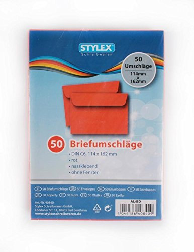 STYLEX 40840 50-er Briefumschläge C6, rot