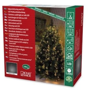Konstsmide LED Baummantel mit Ring, für Weihnachtsbaum, 5 Stränge à 30 Dioden, vormontiert, 150 bernsteinfarbene Dioden, 24V Innentrafo, dunkelgrünes Kabel - 6360-820, Bernstein