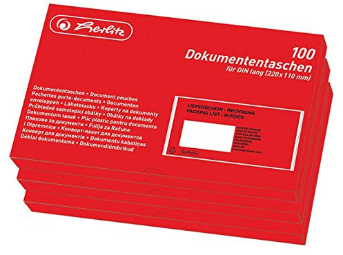 Herlitz 792705 Dokumententasche DL 3x 100er Packung selbstklebend (3, Dokumententasche)