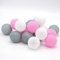 Tronje 20 LED Baumwollkugeln 6cm - 3,8m Kugel-Lichterkette 4h-Timer batteriebetrieben Lichterkugeln Pink-Grau