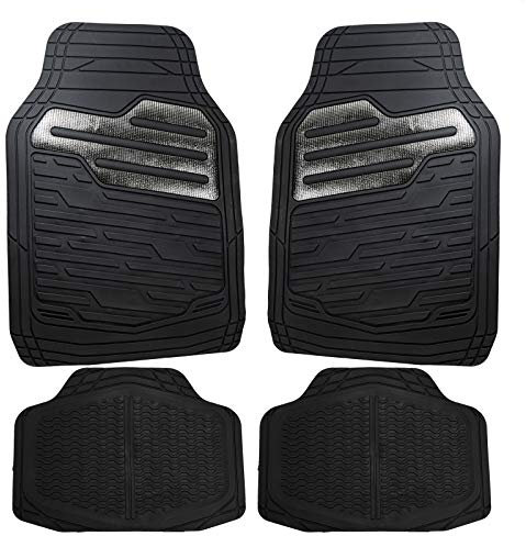 UKB4C Rubber Floor Mats Set - Heavy Duty with Shiny Carbon Effect Heel Pad for Van Car SUV