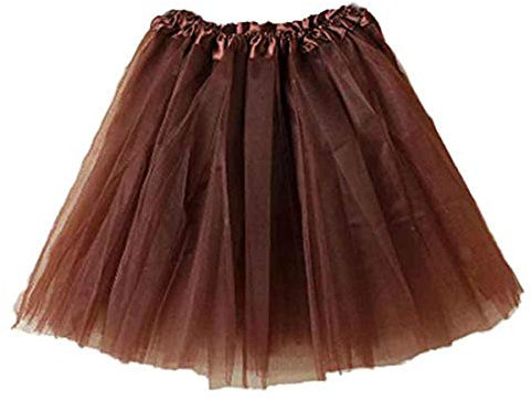 MUNDDY® - Tutu Elastico Tul 3 Capas 40 CM de Longitud para Adulta Distintas Colores Falda Disfraz Ballet (Marron)