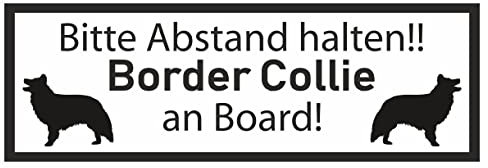Samunshi® Aufkleber Border Collie an Board - Schild Sticker Hinweisschild Warnschild Vorsicht Hund 40 x 14cm Border Collie an Board schwarz