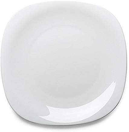 Set da 6 Pezzi Piatti in Vetro Opale Bianco Bormioli Parma quandrato (Piatti Piani 27cm)