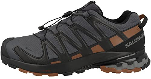 Salomon XA Pro 3D V8 Gore-Tex (wasserdicht) Herren Trailrunning-Schuhe, Schwarz (Ebony/Caramel Cafe/Black), 46 EU
