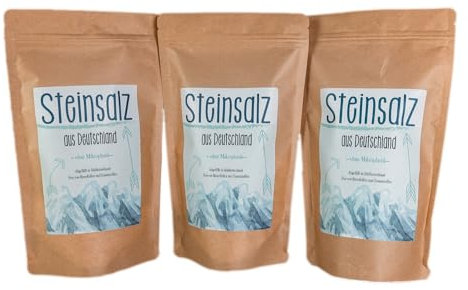 Kräuterladen Deutsches Steinsalz Naturbelassenes Salz, Ursalz, fein gemahlen, 3 x 1000 g ohne Zusätze