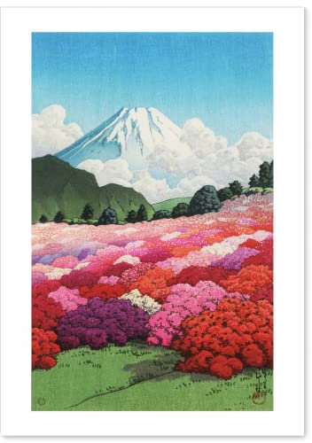 Poster Japanische Malerei Hasui Kawase Motohakone Minami Sanso Landschaft Seeing Fuji aus The Azalea Garden, 41 x 28 cm (A3), Druck auf einem dicken Blatt Papier, Malerei, Wandkunst