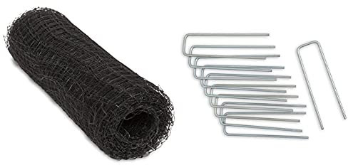Windhager Vogelschutznetz Vogelabwehrnetz Baumnetz Ortonet schützt Obstbäume, 13 x 13 mm, 5 x 4 m & Metall-Heringe Erdanker Bodenanker Befestigungsanker Befestigungshering, 4 x 14cm x Ø 4mm, 10 Stück