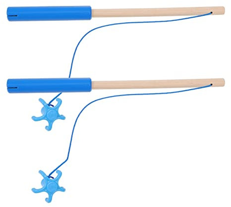 Toddmomy 2Pcs Wooden Magnetic Fishing Rods Wooden Magnet Poles Fishing Children Toy Fishing with Magnet Hooks for Fishing Game Boys Girls