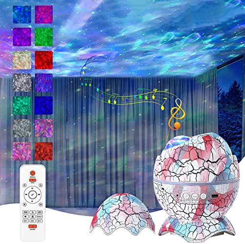 LED Star Projector, Galaxy Projector Night Light with Remote Control, Dinosaur Egg Star Projector lamp with Bluetooth Speaker & White Noise, for Bedroom/Party/Home Decor,Color
