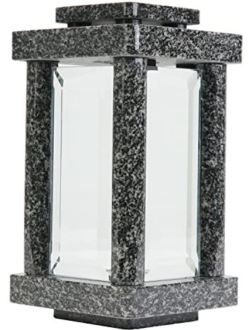 Grab-Lampe Granit Impala Friedhof-Leuchte Grab-Licht modern hochwertig Glas