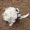 Ansofi Bouquet da sposa per sposa damigella d'onore lanciare bouquet da sposa beige bianco rosa artificiale bouquet da sposa per boho rustico cerimonia di nozze anniversario