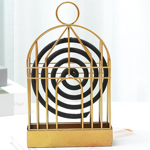 Support Bobine Moustique, Support de Bobine de Moustique Spirale Anti-Moustiques, Métal Brûleur d'Encens,Porte Encens Métal Classique,Support Bobine Anti-Moustique Portatif,Mosquito Coil Holder (Gold)