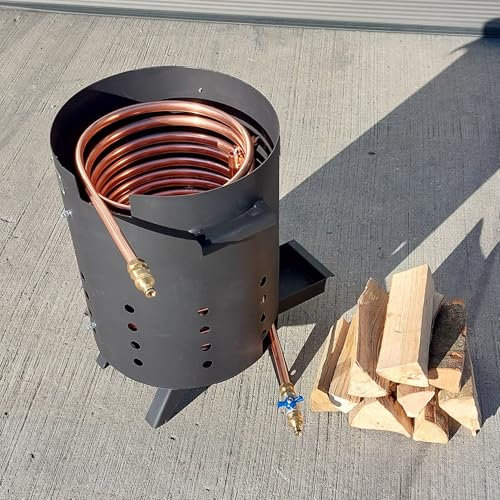 NEUE Poolheizung Feuertonne 40cm mit Spirale Kupferrohr 18x1mm 15m für Gardena Anschluss
