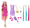 Barbie Totally Hair - Puppe mit extra Langen, frisierbaren Regenbogenhaaren und 10 Mode- und Styling-Accessoires, gepunktetes Kleid im Colorblock-Stil, für Kinder ab 3 Jahren, HKT96