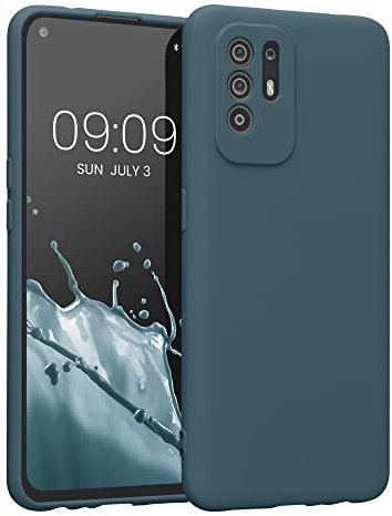 kwmobile Housse Compatible avec Oppo A94 (5G) Coque - Housse de téléphone en Silicone avec Protection Appareil Photo - pétrole Mat