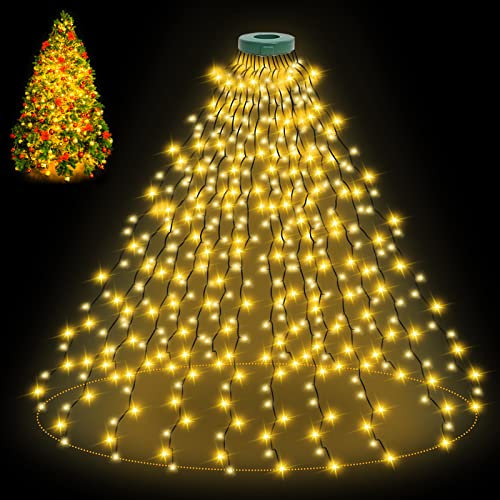 BOLWEO Weihnachtsbaum Lichterkette, 2m 400 LED Weihnachtsbeleuchtung Warmweiß mit 16 Stränge Weihnachtsbaumlichter für 150cm-240cm Weihnachtsbaum