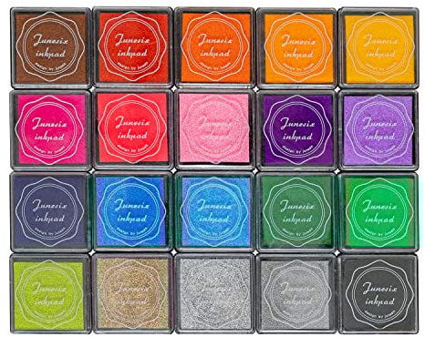 Ink Pad, 20 Colors Washable Finger Craft Ink Pad for Kids Stamping, 1.57X1.57''