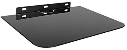 SIGOLY Wandregal für WLAN-Router, schwimmendes Regal mit verstärktem gehärtetem Glas für DVD-Player, Kabelboxen, Spielkonsolen, TV-Zubehör, Schwarze schwebende Regale an der Wand montiert Marriage