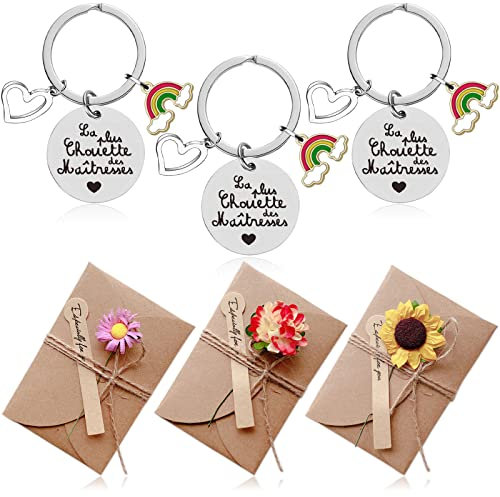 Cadeau Maîtresse,Porte clés maîtresse - La Plus Chouette des Maîtresses | Porte Clés Chaînette Idée Cadeau Fin d'année Scolaire École Noël Remerciement,cadeau école