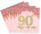Rose Gold Happy 90th Birthday Napkins, Women's 20pc Party Paper Napkins, Her 90th Birthday Gifts, Tableware Decorations