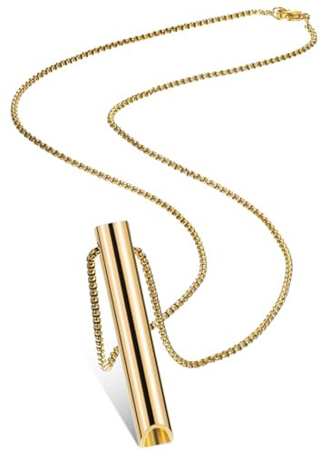 Fiada Stressabbau Halskette Edelstahl Halskette für Achtsames Atem Tragbare Meditation Atem Kette Tiefatmung Atemübung Halskette für Damen Herren Meditation Angstlinderung Entspannung (Gold)