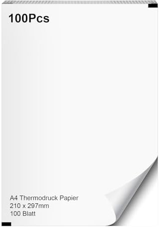 GuKKK Papel Térmico A4 para Impresora Portátil, 100 Hojas 210 x 297 mm, Secado Rápido, Recarga de Papel de Impresión para el Hogar, la Oficina y la Escuela