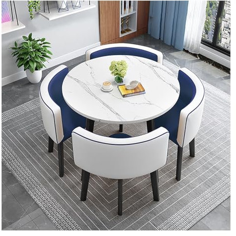 Table Chaise Encastrable,Table Ronde Table Et Chaise Table A Manger avec 4,Table Basse Ensemble De Table À Manger pour 4 Personnes,Table À Manger d'affaires Ensemble De 5 Pièces,Convient Aux Cafés (C