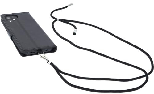 foto-kontor Umhängetasche kompatibel mit Fairphone 5 Tasche Book Style Schutz Tasche Handykette Band Hülle Umhängetasche Handyband schwarz