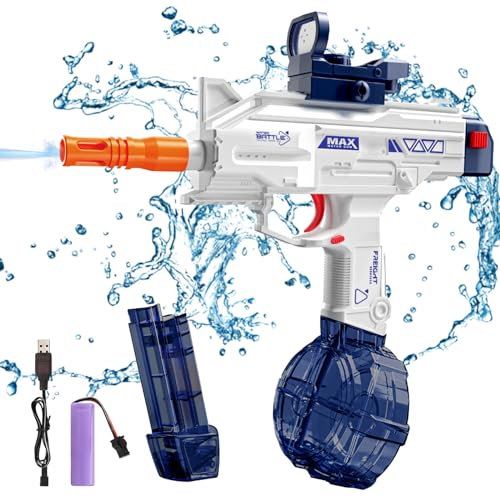 Maxee Elektrische Wasserpistole,Uzi-SMG Spielzeug Wasserpistolen, EIN-Knopf Automatische Wasserspritzpistolen für Kinder Erwachsene Sommer Schwimmbad Party Strand im Freien