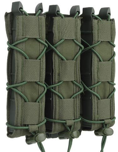 GYDEHUTJ Dreifach erweiterbare MP5 MP7 Magazintasche, Molle Lang 9mm Taktische Magazinholster Schnellzugriff Taschenlampe Halter Gürtel Weste Montage