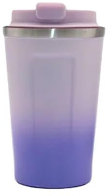 DECOR QIDIAN Taza de Café 380mL, Termo Cafe Aislamiento de Doble Pared para Llevar, Acero Inoxidable, Reutilizables, Taza de Coche para Café Caliente y Frío, Leche y Té. (Pink+Morado, 380ML)