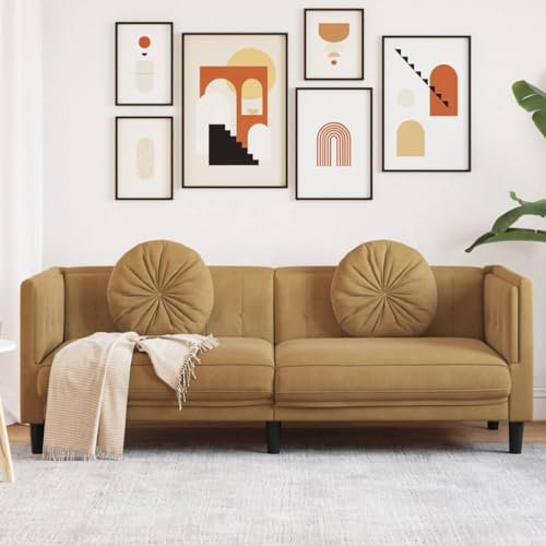 SECOLI Sofa 3 sitzer Sofa 3er Sofa 3 sitzer skandinavisch Sofa 3 sitzer Samt für Zuhause und Büro-Braun-3-Sitzer