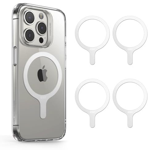 ESR for MagSafe Sticker, MagSafe Ring Magnet, 4 Pack Magnetic Metal Ring for Phone case, Universal Wireless Charger Conversion Kit for iPhone 16/16e/15/14/13/12/11, Galaxy S24/S23/S22 and More, White