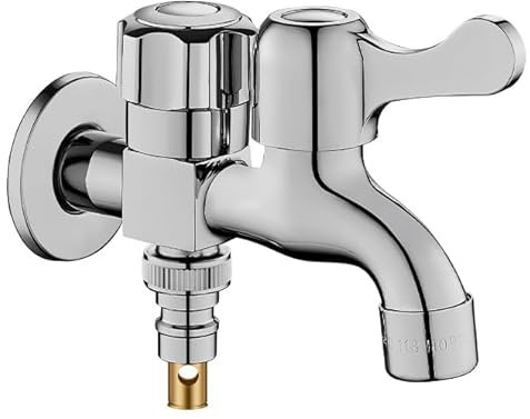 Doppel Wasserhahn Waschmaschine Doppel Wasserhahn1 /2 Zoll Doppel Wasserhahn Garten Doppelwasserauslässe Geeignet Für Badezimmer Chrom einzelne Schnittstelle